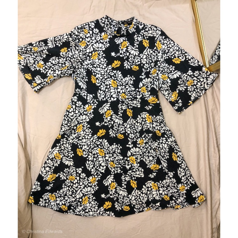 Zara Black and White Print Dress